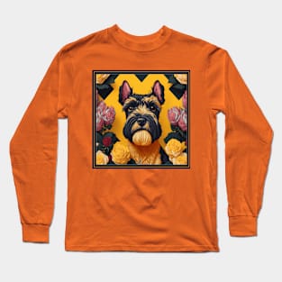 Miniature schnauzer, dog. style vector (yellow version miniature schnauzer) Long Sleeve T-Shirt